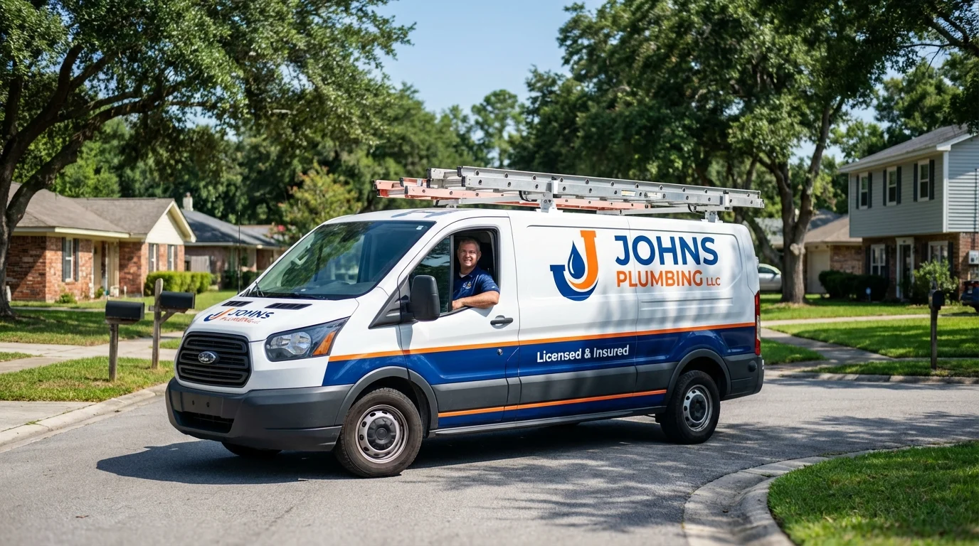 Johns Plumbing LLC service van in Sibley, IA