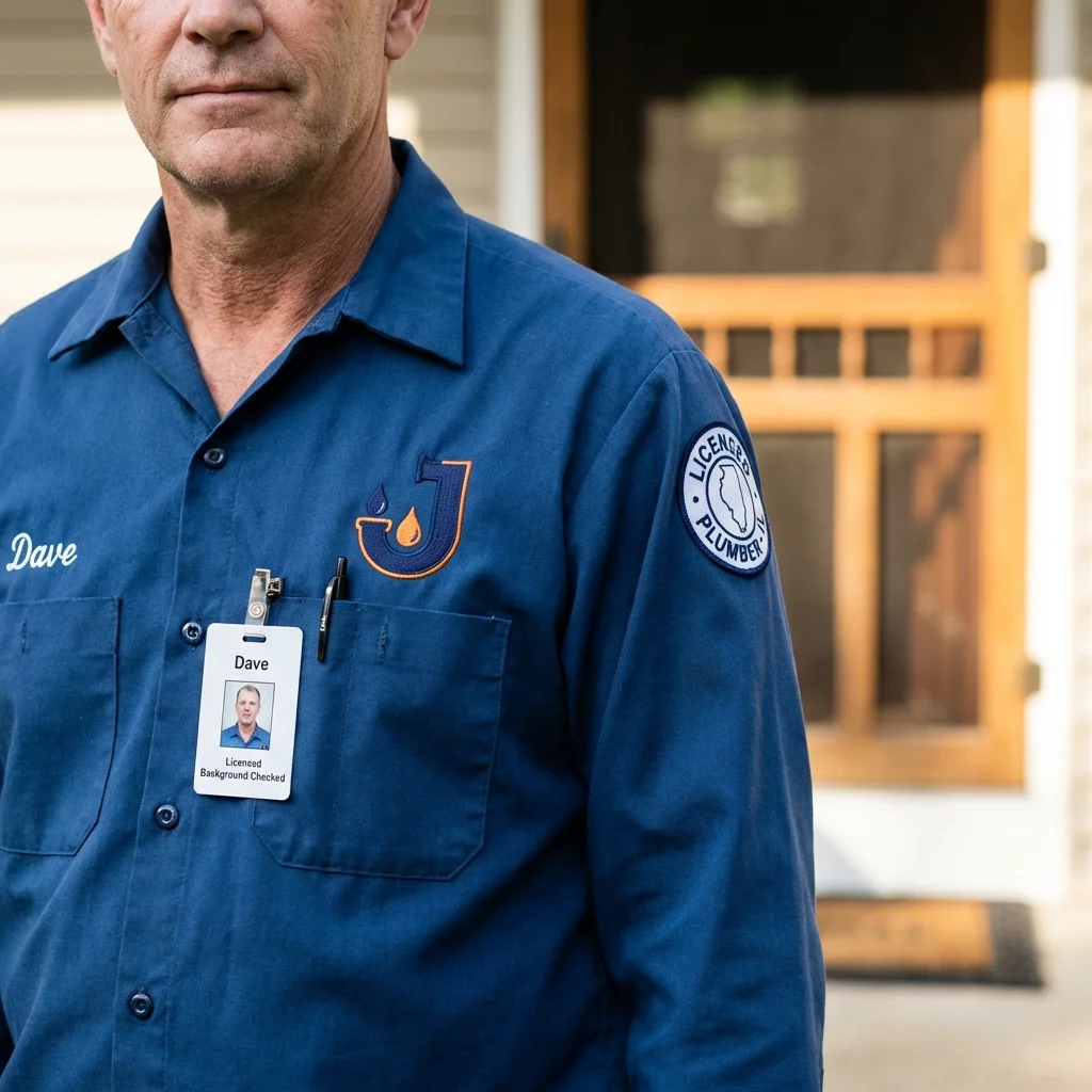 Licensed plumber showing ID badge in Sibley, IA