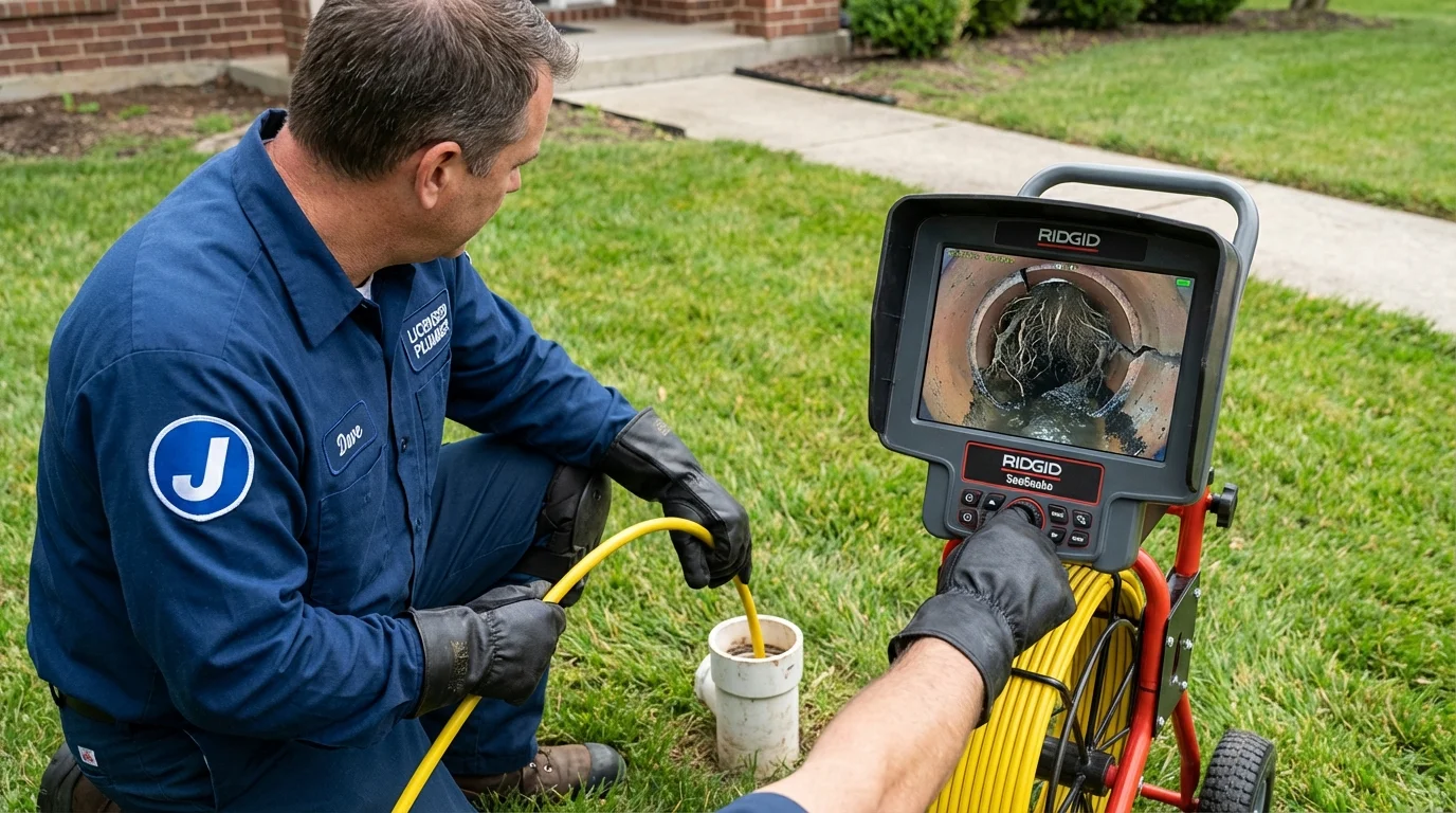 Sewer camera inspection being performed by Johns Plumbing LLC in Sibley